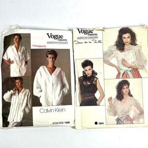 Vintage Vogue American Designer Pattern Lot Of 2 Klein & De La Renta Size 10-12